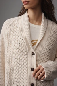 THE GREAT. Cashmere Cable Lodge Cardigan Sweater