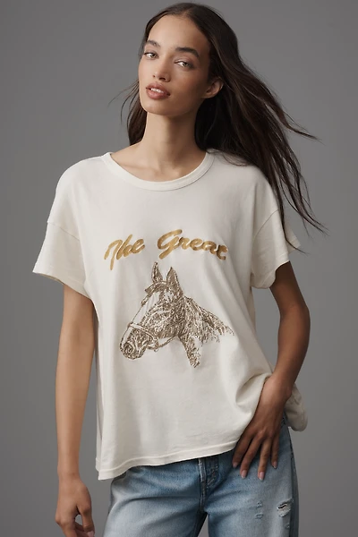 THE GREAT. Boxy Crew-Neck Horse Graphic Tee