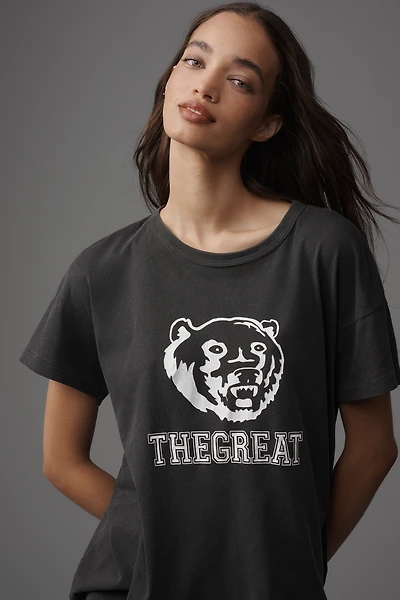 THE GREAT. Boxy Crew-Neck Bear Graphic Tee