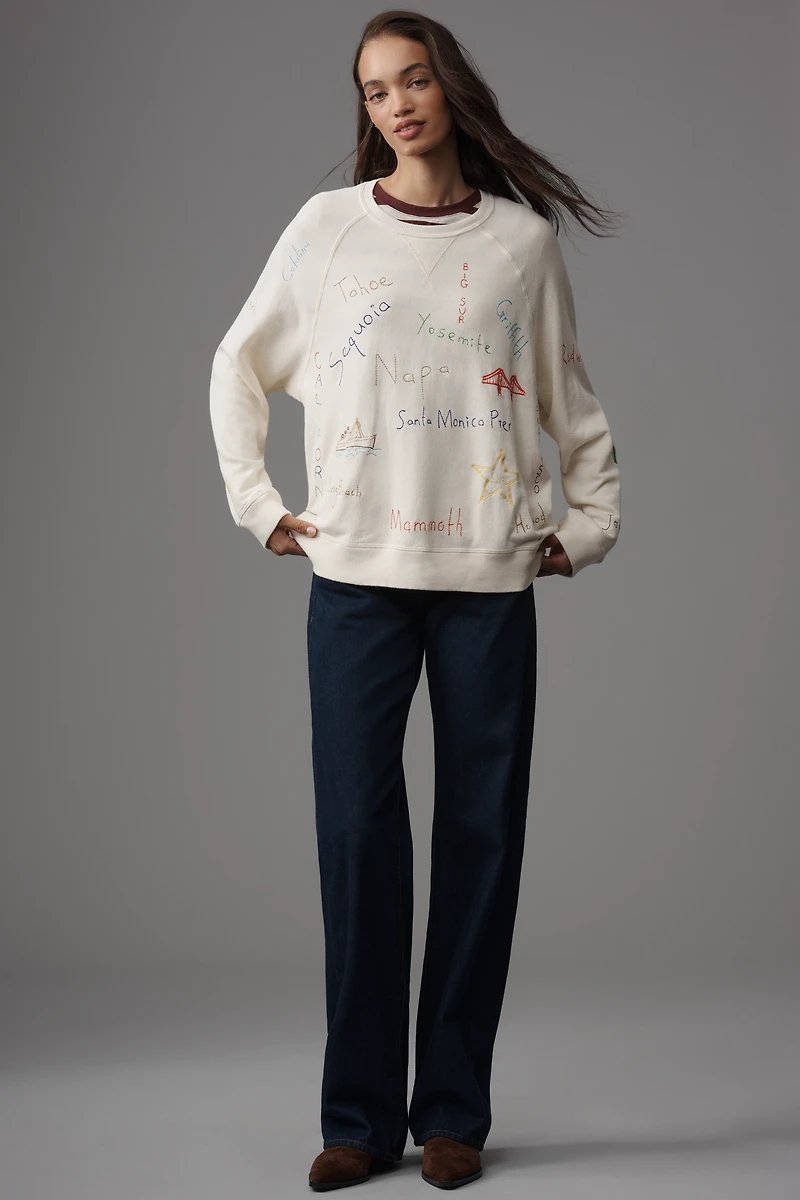 THE GREAT. Slouchy Graphic Crew-Neck Sweatshirt