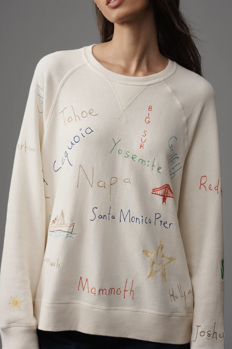 THE GREAT. Slouchy Graphic Crew-Neck Sweatshirt