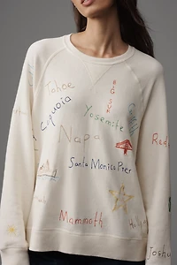 THE GREAT. Slouchy Graphic Crew-Neck Sweatshirt
