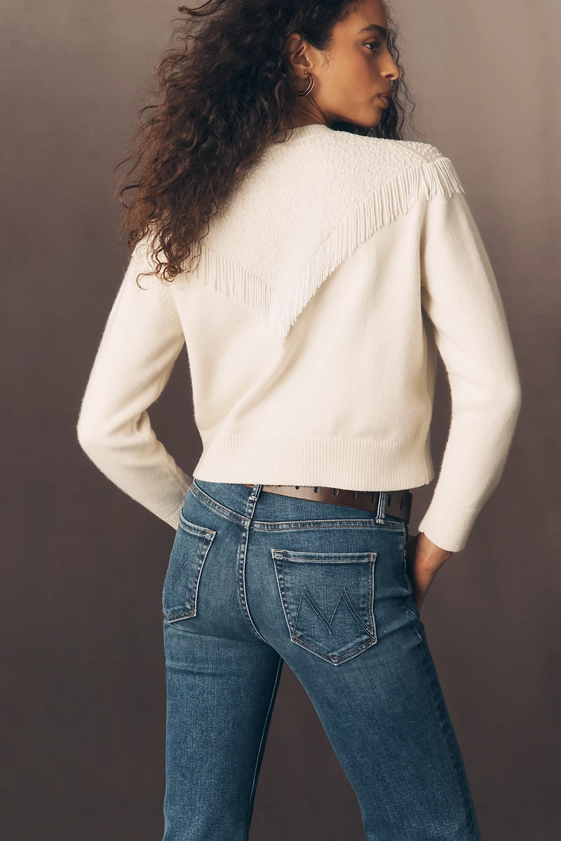 THE GREAT. Beaded Fringe Cardigan Sweater