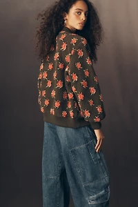 THE GREAT. Plush Faux Fur Bomber Jacket