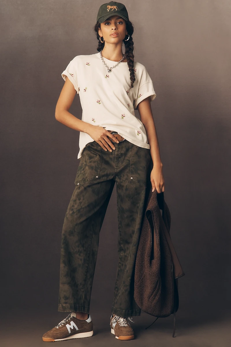 THE GREAT. Crew-Neck Embroidered Boxy Tee