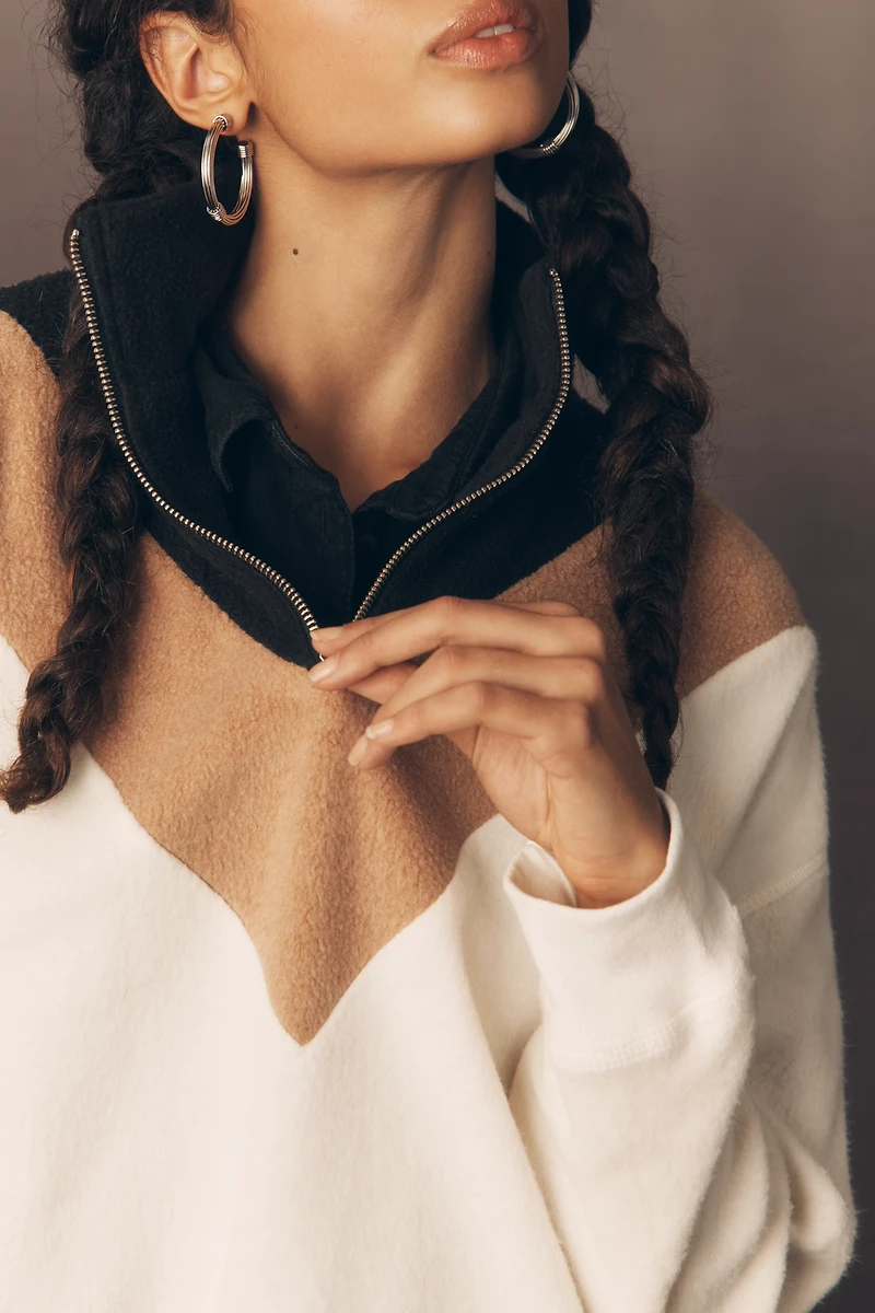 THE GREAT. Colorblock Half-Zip Sweatshirt