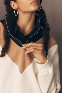 THE GREAT. Colorblock Half-Zip Sweatshirt