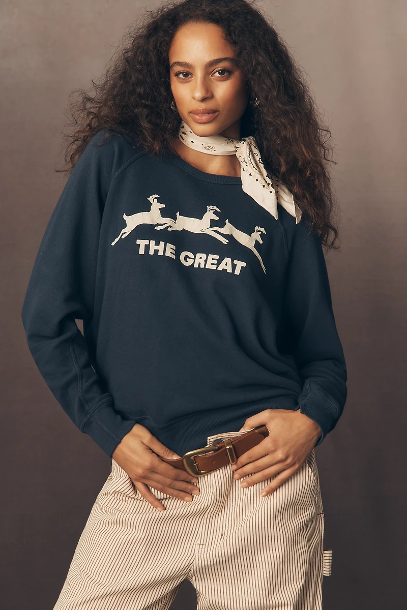 THE GREAT. Reindeer Graphic Sweatshirt