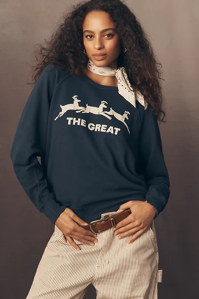 THE GREAT. Reindeer Graphic Sweatshirt