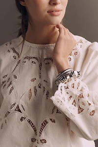 THE GREAT. Picnic Lace Long-Sleeve Top