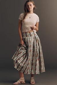 THE GREAT. Cotton Regency Midi Skirt