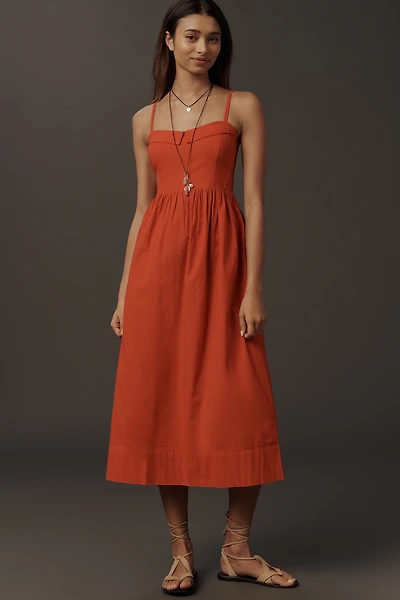 THE GREAT. Verse Sleeveless A-Line Midi Dress