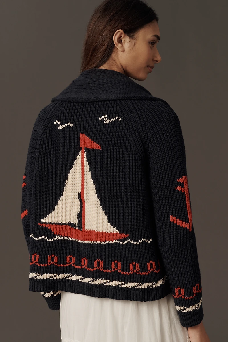THE GREAT. Sailboat Cardigan
