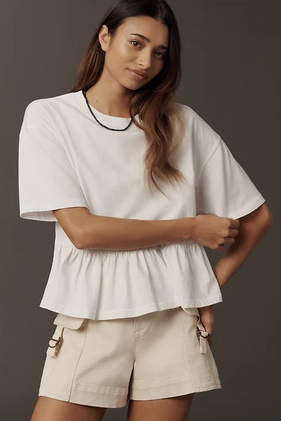 THE GREAT. Oversized Ruffle T-Shirt