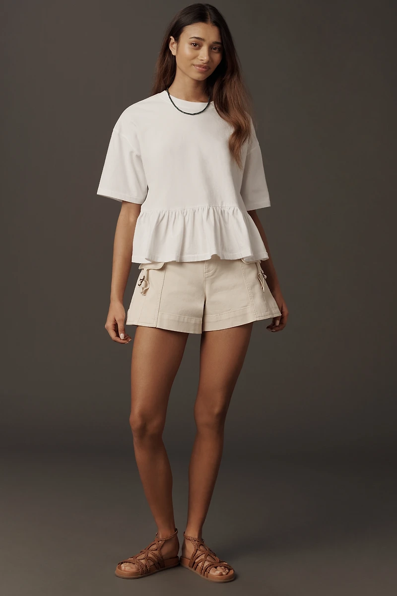THE GREAT. Oversized Ruffle T-Shirt
