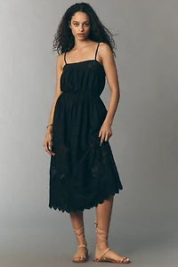 The GREAT. Rosette Lace-Trim Midi Dress