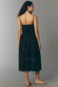 The GREAT. Rosette Lace-Trim Midi Dress