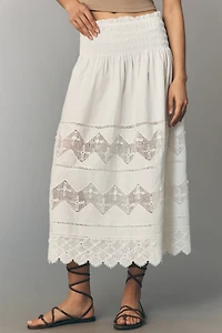 The GREAT. Rosette Cotton Maxi Skirt