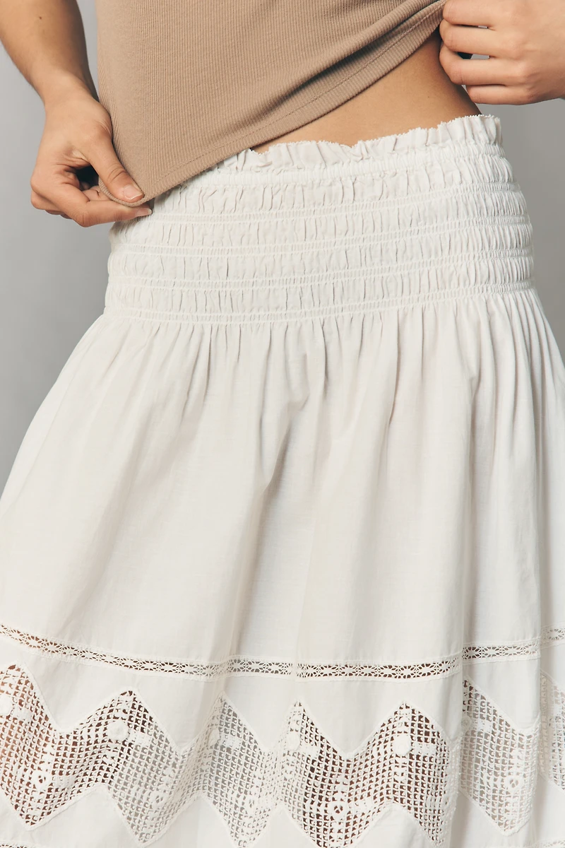 The GREAT. Rosette Cotton Maxi Skirt