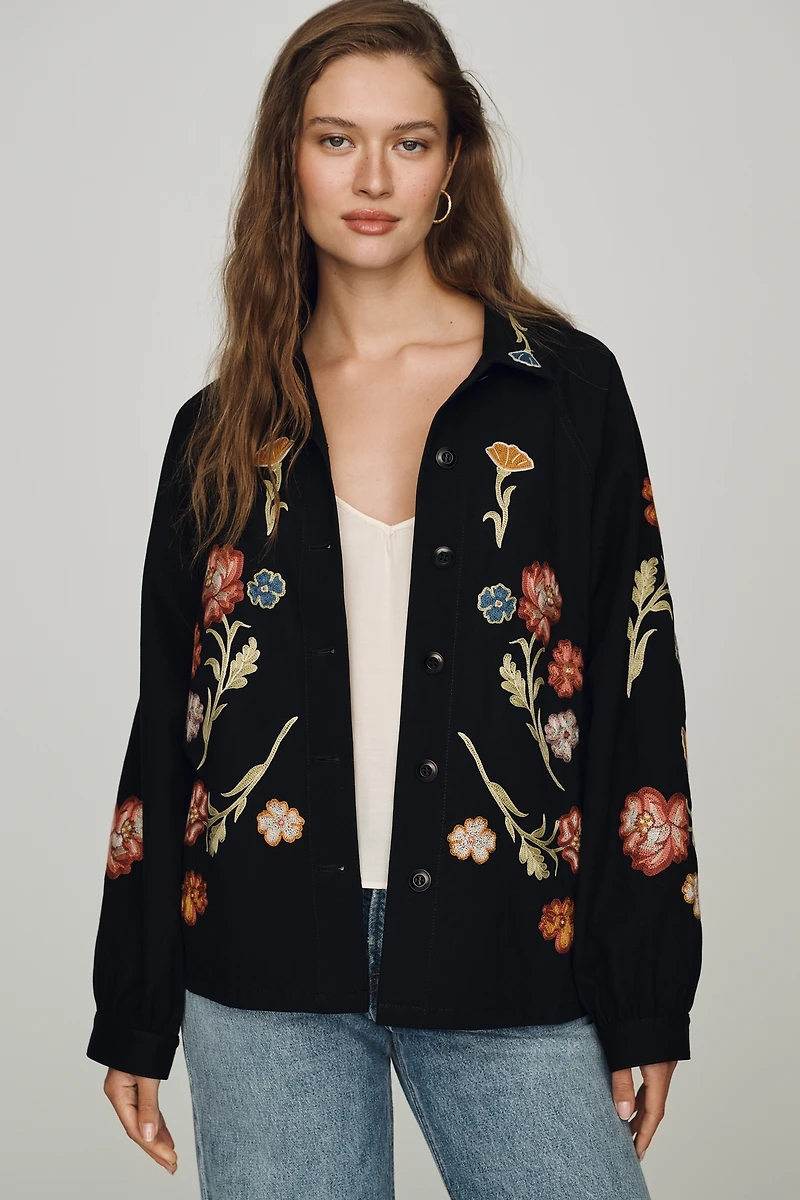 THE GREAT. 100% Cotton Embroidered Buttondown Shirt