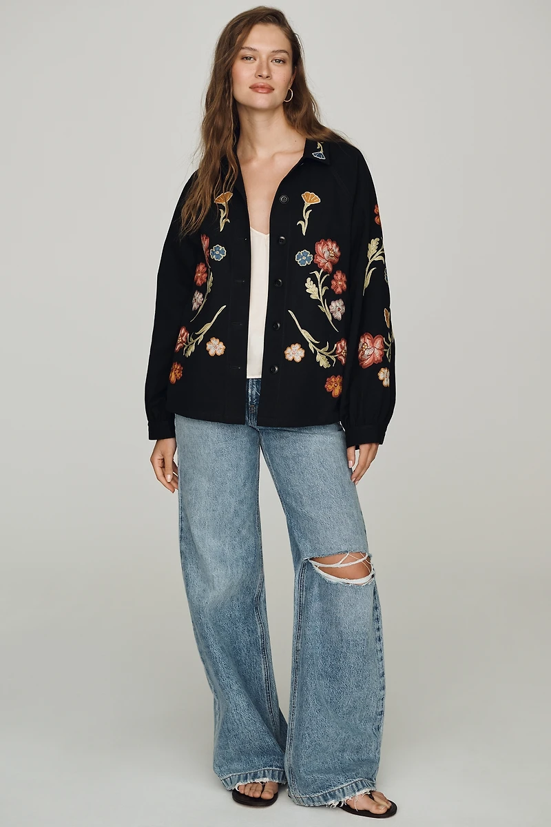 THE GREAT. 100% Cotton Embroidered Buttondown Shirt