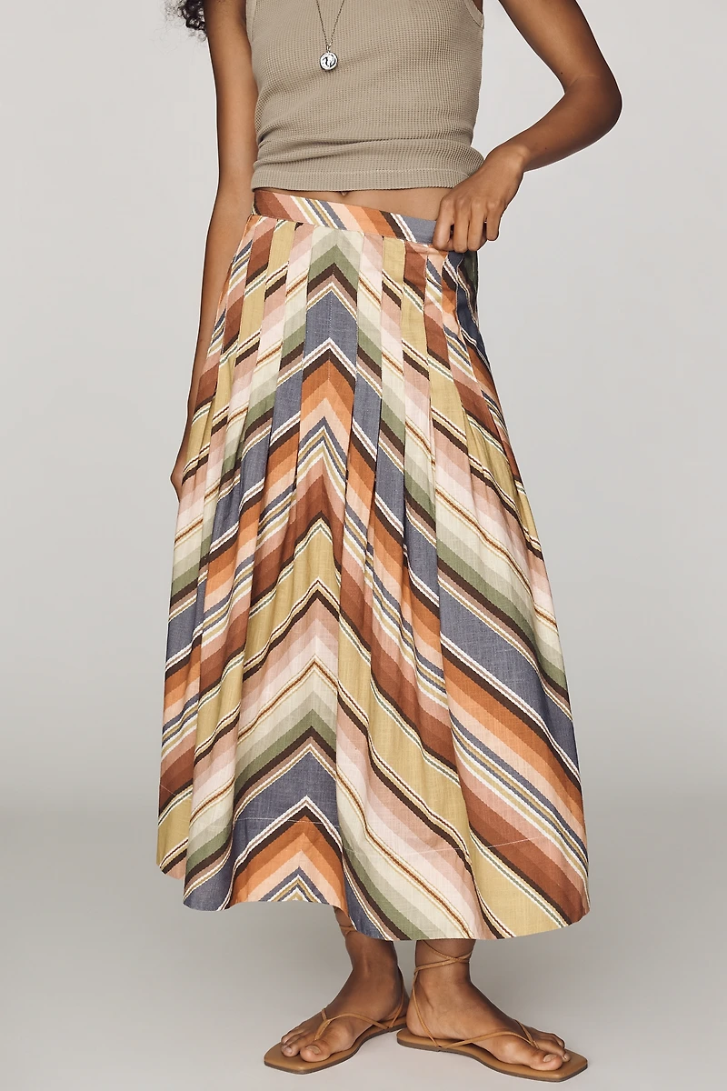 THE GREAT. Rhythm Cotton Midi Skirt