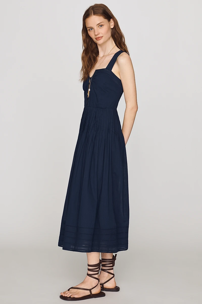 The GREAT. Day Break 100% Cotton Midi Dress