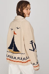 The GREAT. Sailboat Cardigan Sweater