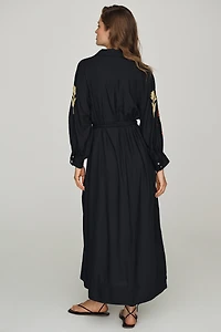 THE GREAT. Embroidered Midi Dress
