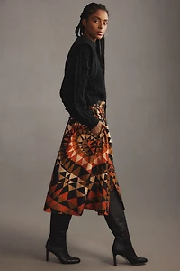 Farm Rio Heart Deco Buttondown Midi Skirt