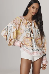Farm Rio Maritime Magic Long-Sleeve Peasant Blouse