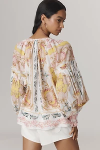 Farm Rio Maritime Magic Long-Sleeve Peasant Blouse
