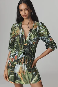 Farm Rio Amazonia Forest Long-Sleeve Mini Dress