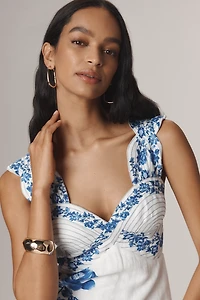 Farm Rio Floral Cascade Wavy Linen Sleeveless Midi Dress