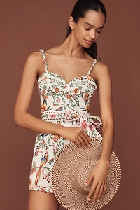 Farm Rio Sweetheart Belted Linen Romper