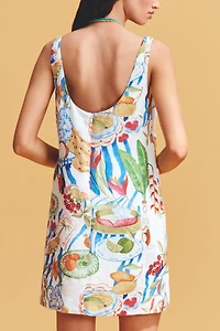 Farm Rio Fresh Table Linen Sleeveless Scoop-Neck Mini Dress