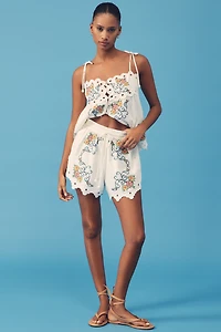 Farm Rio Grandma's Treasure Linen-Blend Pull-On Shorts