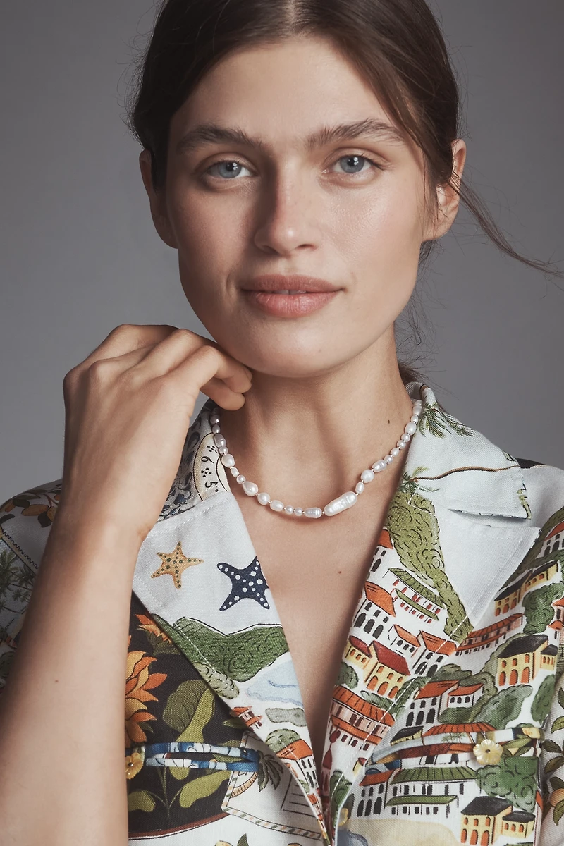 Farm Rio Short-Sleeve Linen Printed Buttondown Shirt