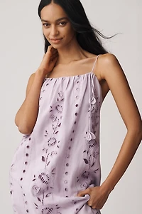 Farm Rio Lilac Richelieu Eyelet Midi Dress