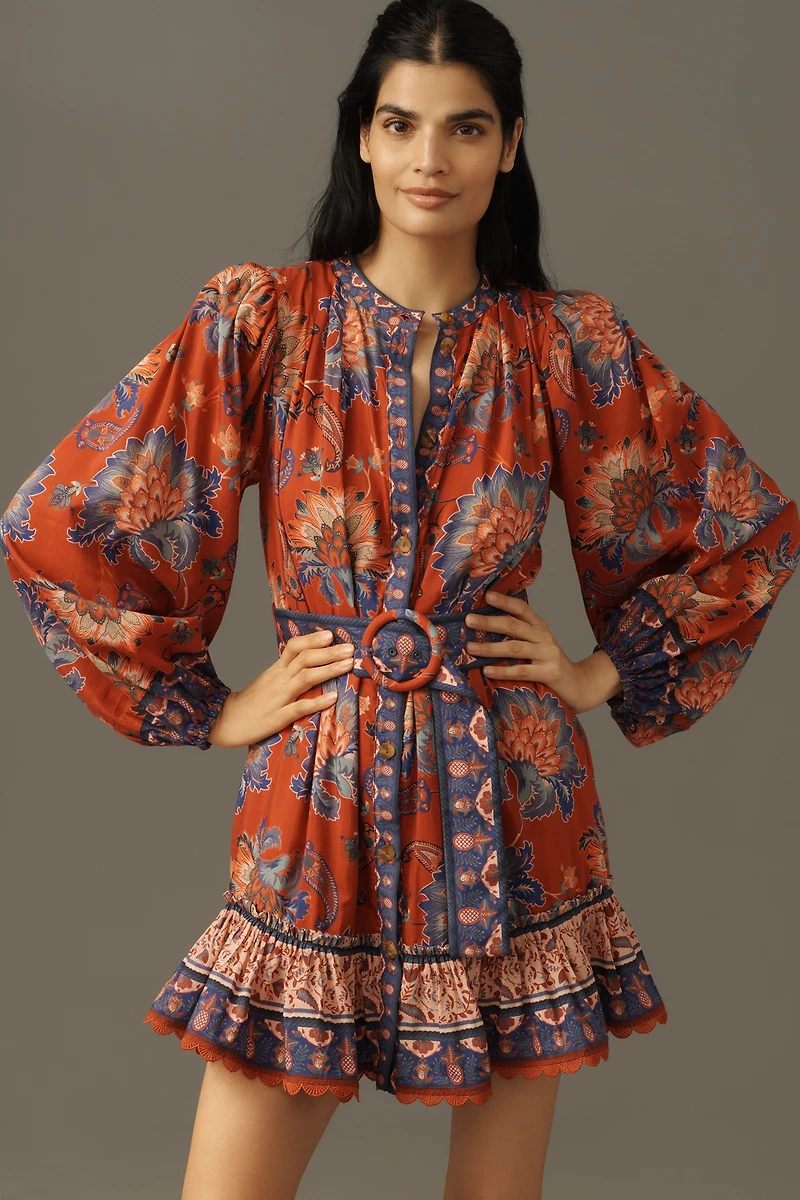 Farm Rio Luang Puff-Sleeve Mini Dress