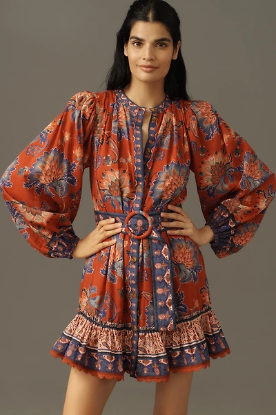 Farm Rio Luang Puff-Sleeve Mini Dress