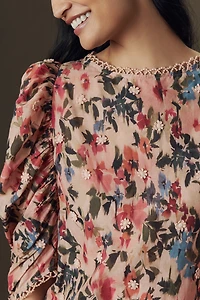 Farm Rio Puff-Sleeve Floral Blouse