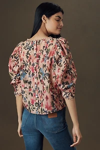 Farm Rio Puff-Sleeve Floral Blouse