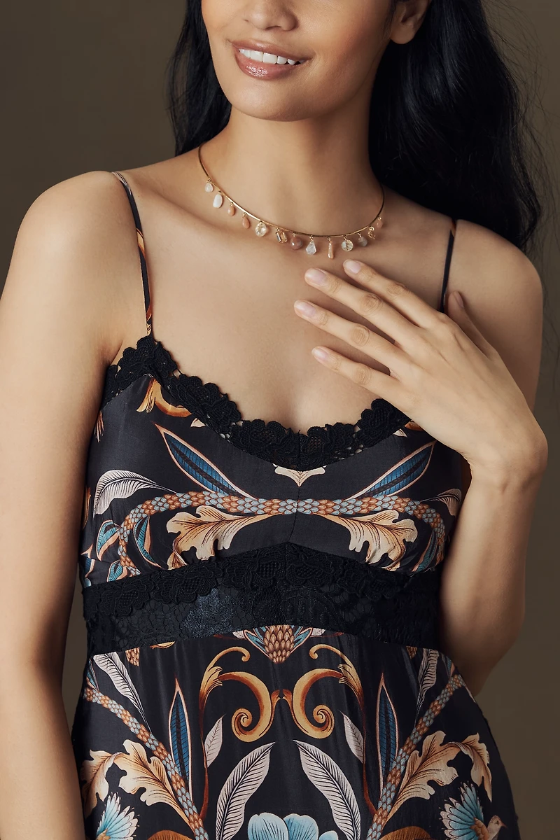 Farm Rio Sleeveless Lace-Trim Midi Dress