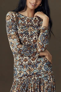 Farm Rio Winter Tapestry Ruched Maxi Dress