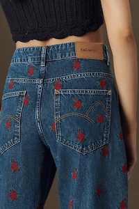 Farm Rio Embroidered Straight-Leg Jeans