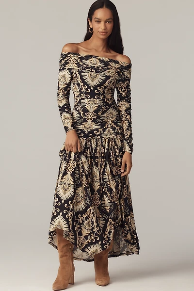 Farm Rio Arabesque Off-the-Shoulder Maxi Dress