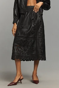 Farm Rio Richelieu Leather Midi Skirt