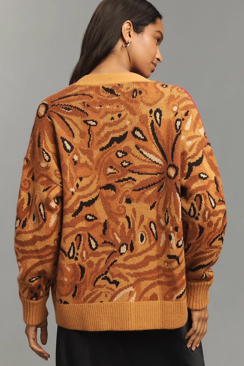 Farm Rio Tiger Sleeve Cardigan Sweater