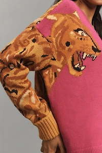Farm Rio Tiger Sleeve Cardigan Sweater